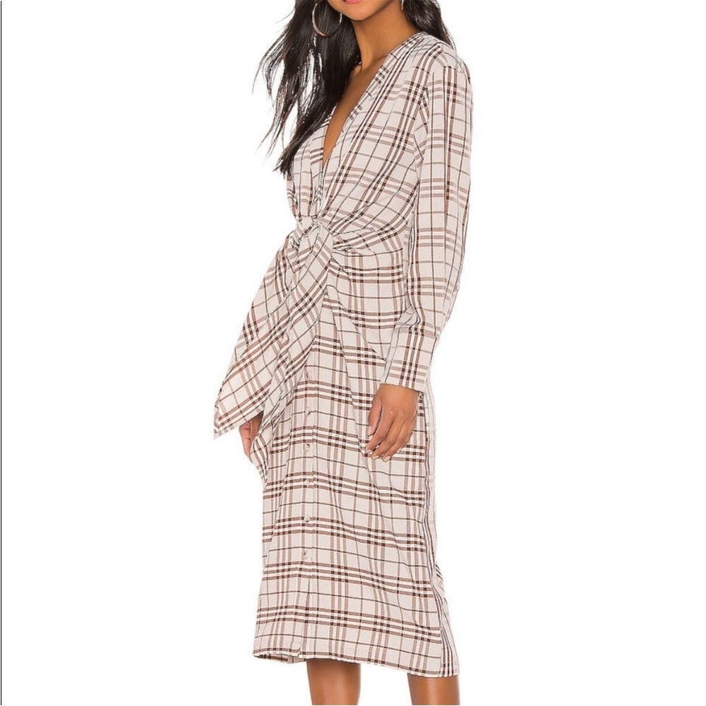L’Academie Plaid Knot Front Midi Dress – Size M